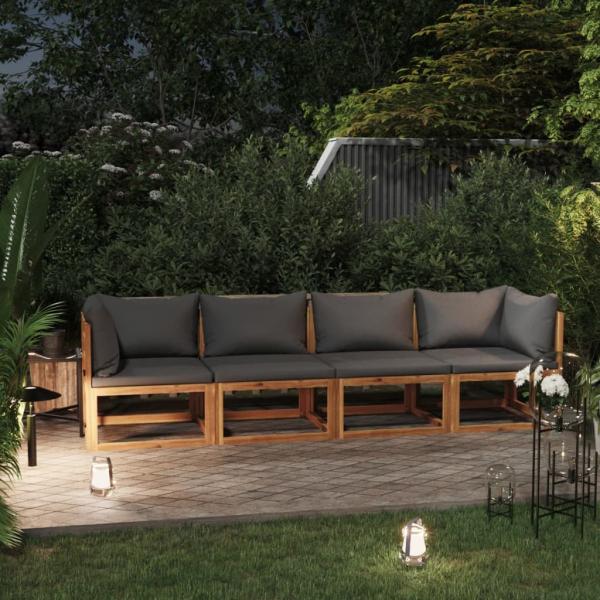 ARDEBO.de - 4-Sitzer-Gartensofa mit Auflage Akazie Massivholz