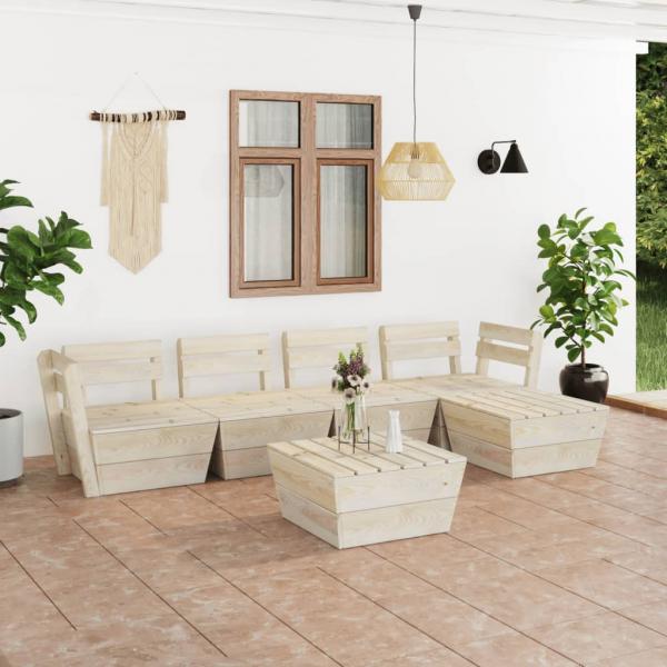 ARDEBO.de - 6-tlg. Garten-Paletten-Lounge-Set Imprägniertes Fichtenholz