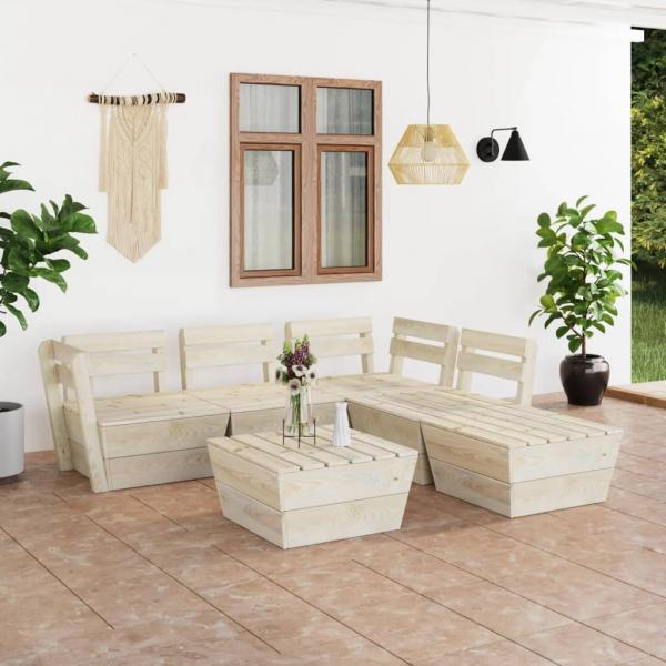 ARDEBO.de - 6-tlg. Garten-Paletten-Lounge-Set Imprägniertes Fichtenholz