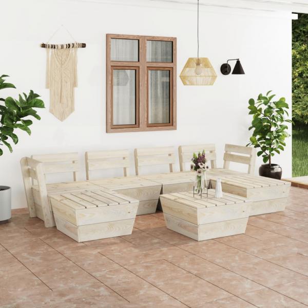 ARDEBO.de - 7-tlg. Garten-Paletten-Lounge-Set Imprägniertes Fichtenholz