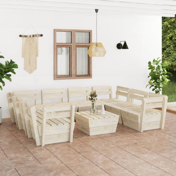 ARDEBO.de - 9-tlg. Garten-Paletten-Lounge-Set Imprägniertes Fichtenholz