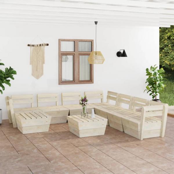 ARDEBO.de - 9-tlg. Garten-Paletten-Lounge-Set Imprägniertes Fichtenholz