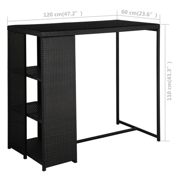 5-tlg. Gartenbar-Set mit Kissen Poly Rattan Schwarz