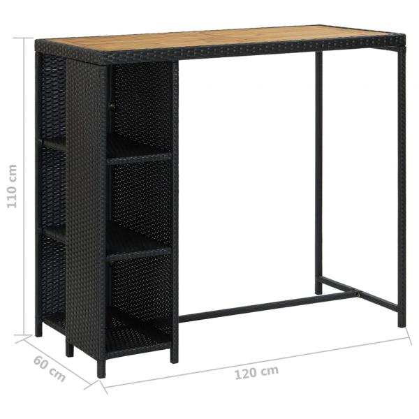 5-tlg. Gartenbar-Set mit Kissen Poly Rattan Schwarz