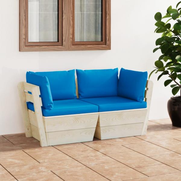 ARDEBO.de - Garten-Palettensofa 2-Sitzer mit Kissen Fichtenholz