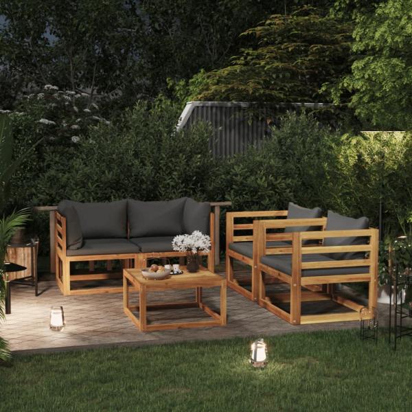 ARDEBO.de - 5-tlg. Garten-Lounge-Set mit Auflagen Massivholz Akazie