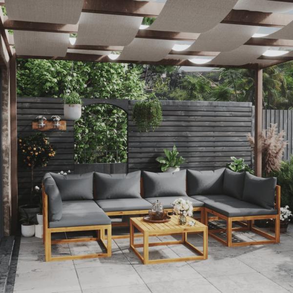 ARDEBO.de - 7-tlg. Garten-Lounge-Set mit Auflagen Massivholz Akazie