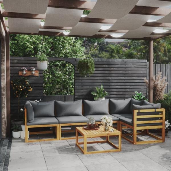 ARDEBO.de - 6-tlg. Garten-Lounge-Set mit Auflagen Massivholz Akazie