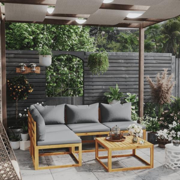 ARDEBO.de - 5-tlg. Garten-Lounge-Set mit Auflagen Massivholz Akazie