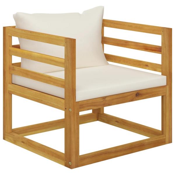 6-tlg. Garten-Lounge-Set mit Auflagen Creme Massivholz Akazie