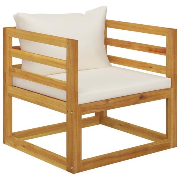 7-tlg. Garten-Lounge-Set mit Auflagen Creme Massivholz Akazie