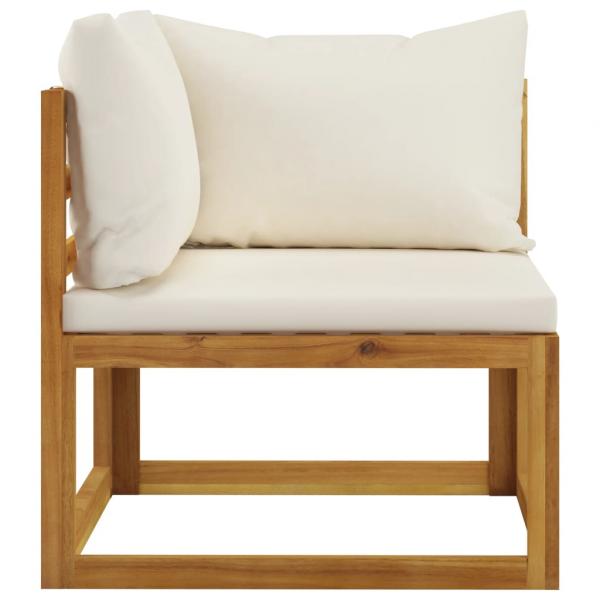 8-tlg. Garten-Lounge-Set mit Auflagen Creme Massivholz Akazie