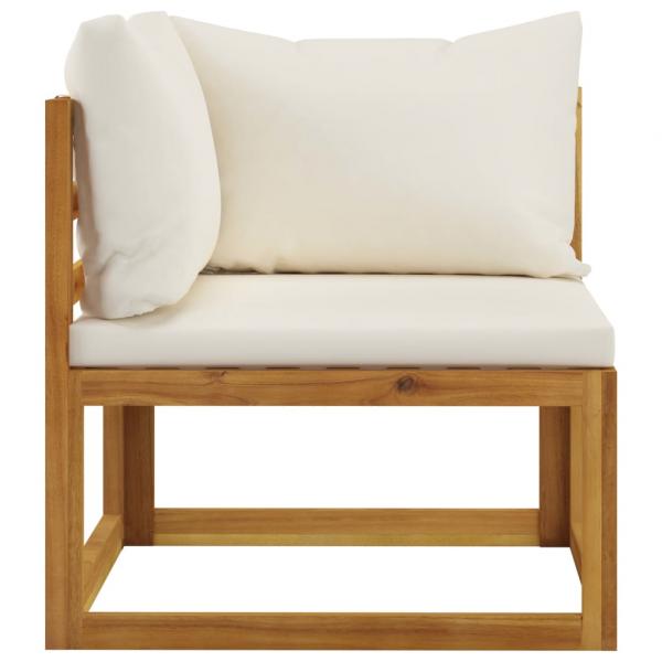 11-tlg. Garten-Lounge-Set mit Auflagen Creme Massivholz Akazie