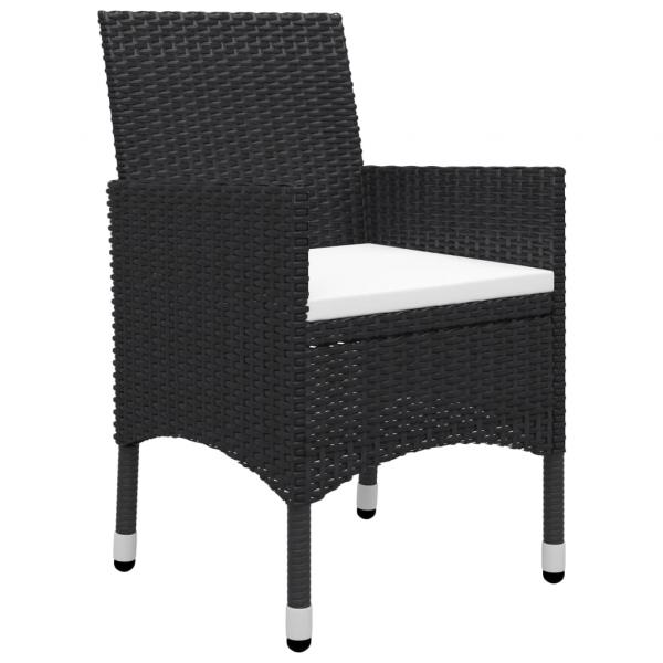 3-tlg. Bistro-Set Poly Rattan und Akazienholz Schwarz