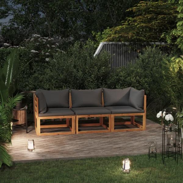 ARDEBO.de - 3-Sitzer-Gartensofa mit Auflage Akazie Massivholz