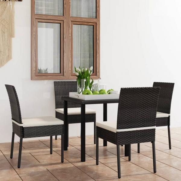 ARDEBO.de - 5-tlg. Garten-Essgruppe Poly Rattan Schwarz