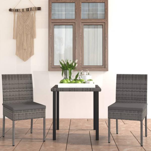 ARDEBO.de - 3-tlg. Garten-Essgruppe Poly Rattan Grau