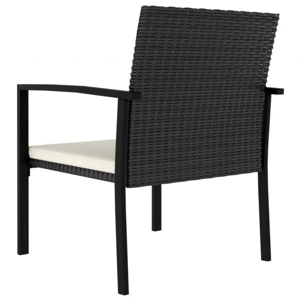 3-tlg. Garten-Essgruppe Poly Rattan Schwarz