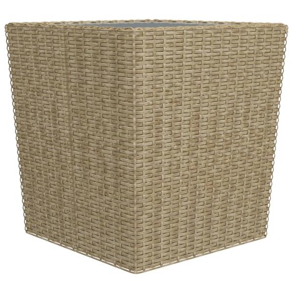 3-tlg. Bistro-Set Poly Rattan und Hartglas Beige 