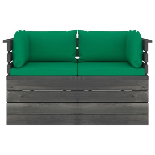 Garten-Palettensofa 2-Sitzer mit Kissen Kiefer Massivholz