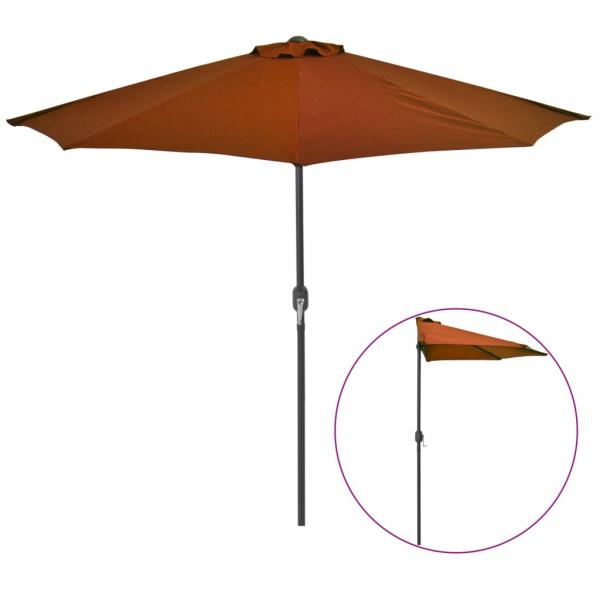 Balkon-Sonnenschirm Alu-Mast Terrakotta 270x144x222cm Halbrund