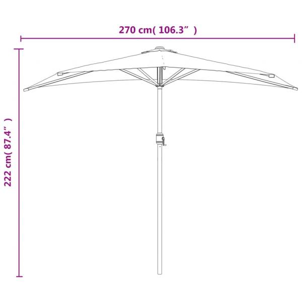 Balkon-Sonnenschirm Alu-Mast Terrakotta 270x144x222cm Halbrund