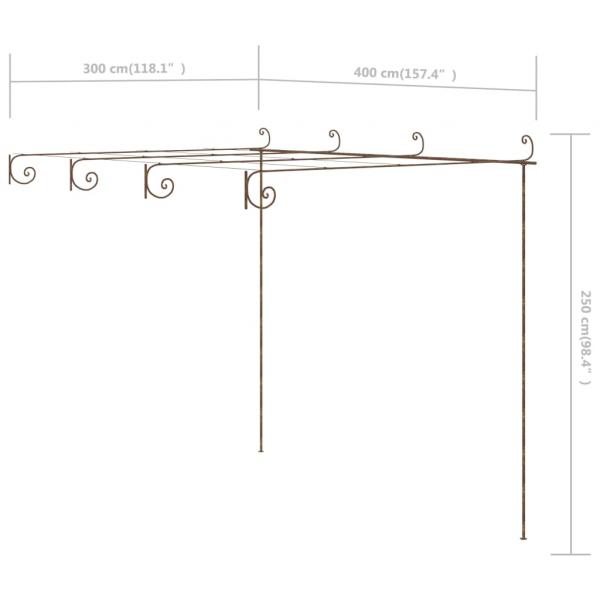 Garten-Pergola Antik-Braun 4x3x2,5 m Eisen