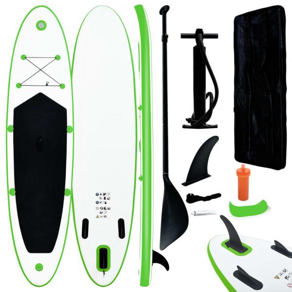 ARDEBO.de - Aufblasbares Stand Up Paddle Board Set Grün und Weiß