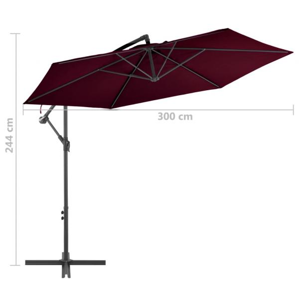 Ampelschirm mit Alu-Mast Bordeauxrot 300 cm