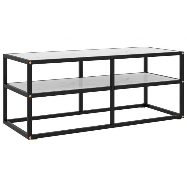 ARDEBO.de - TV-Schrank Schwarz mit Hartglas Marmor-Optik 100x40x40 cm