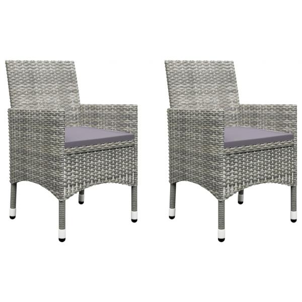 3-tlg. Bistro-Set Poly Rattan und Hartglas Grau