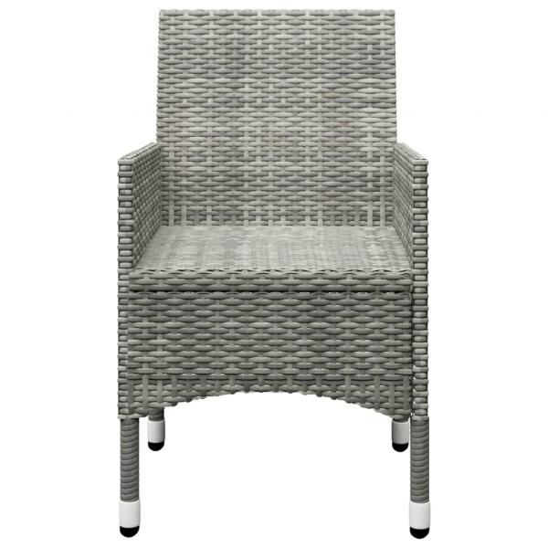 3-tlg. Bistro-Set Poly Rattan und Hartglas Grau