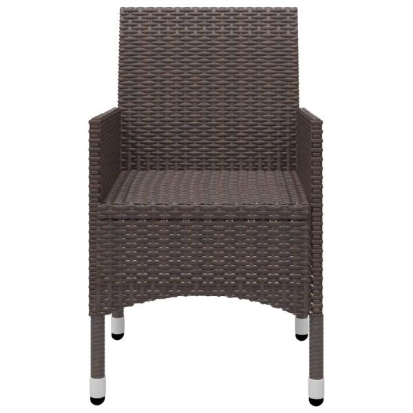 3-tlg. Bistro-Set Poly Rattan und Hartglas Braun