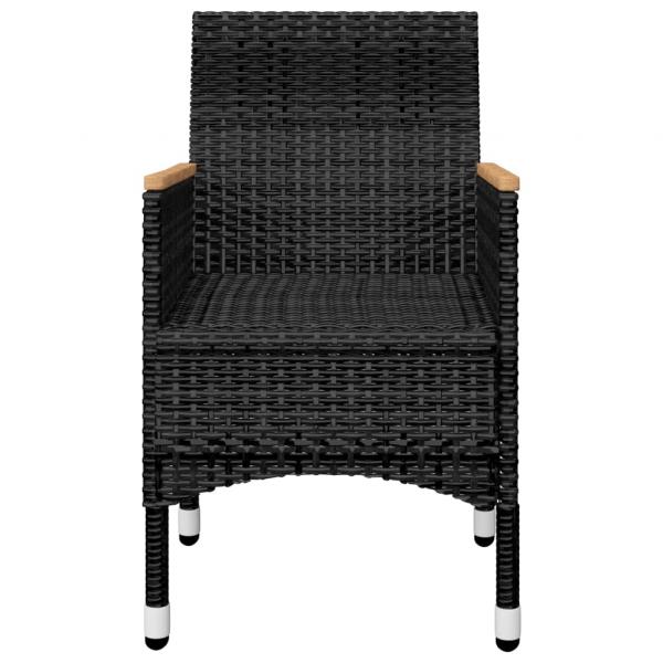 3-tlg. Bistro-Set Poly Rattan und Hartglas Schwarz