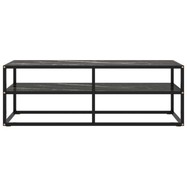 TV-Schrank Schwarz mit Hartglas Marmor-Optik 120x40x40 cm