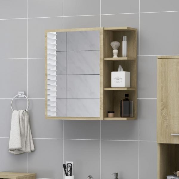 ARDEBO.de - Bad-Spiegelschrank Sonoma-Eiche 62,5x20,5x64 cm Holzwerkstoff