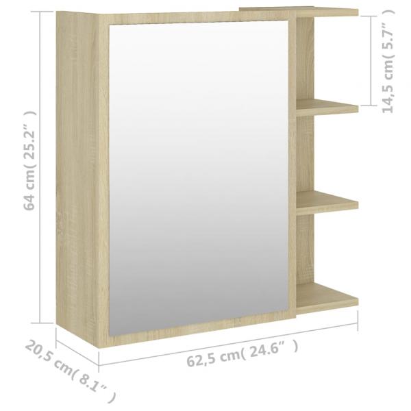 Bad-Spiegelschrank Sonoma-Eiche 62,5x20,5x64 cm Holzwerkstoff