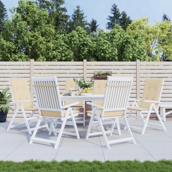 ARDEBO.de - Gartenstuhlauflagen für Hochlehner 6Stk. Beige 120x50x3cm Stoff