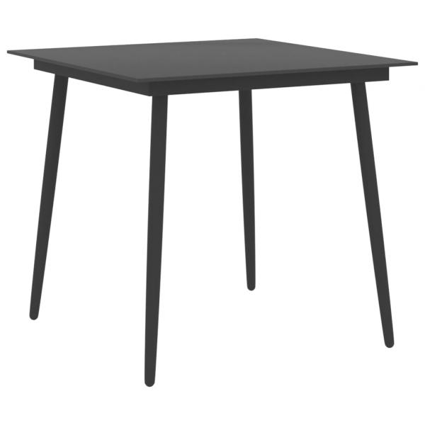 ARDEBO.de - Garten-Esstisch Schwarz 80x80x74 cm Stahl und Glas