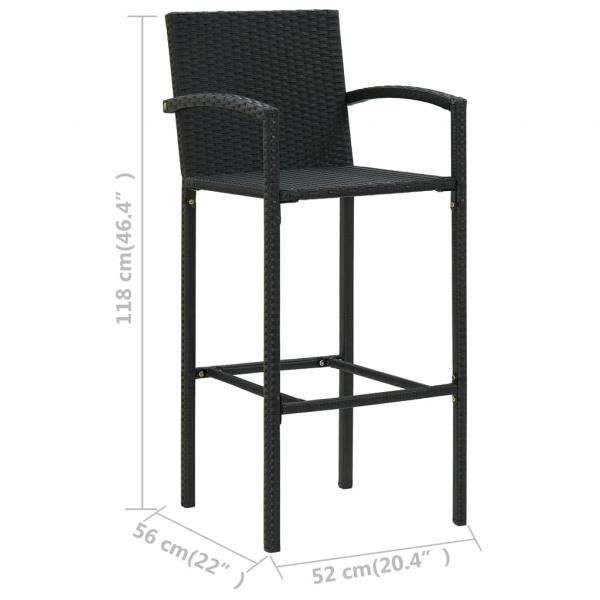 Barhocker 2 Stk. Schwarz Poly Rattan