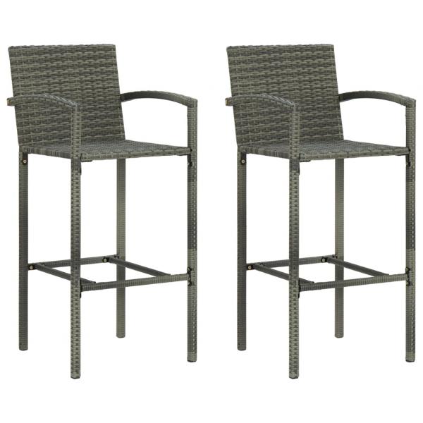 ARDEBO.de - Barhocker 2 Stk. Grau Poly Rattan