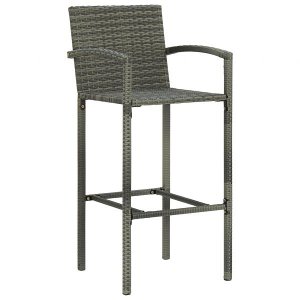 Barhocker 2 Stk. Grau Poly Rattan