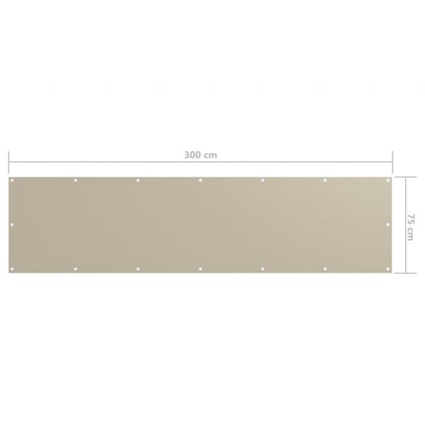 Balkon-Sichtschutz Beige 75x300 cm Oxford-Gewebe