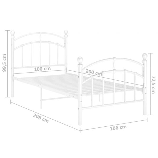 Bettgestell Weiß Metall 100x200 cm