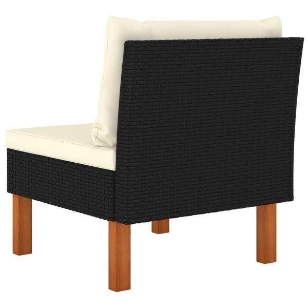 Mittelsofa Poly Rattan und Eukalyptus Massivholz