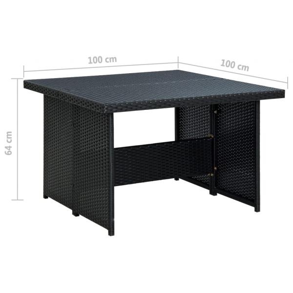 6-tlg. Garten-Lounge-Set mit Auflagen Poly Rattan Schwarz