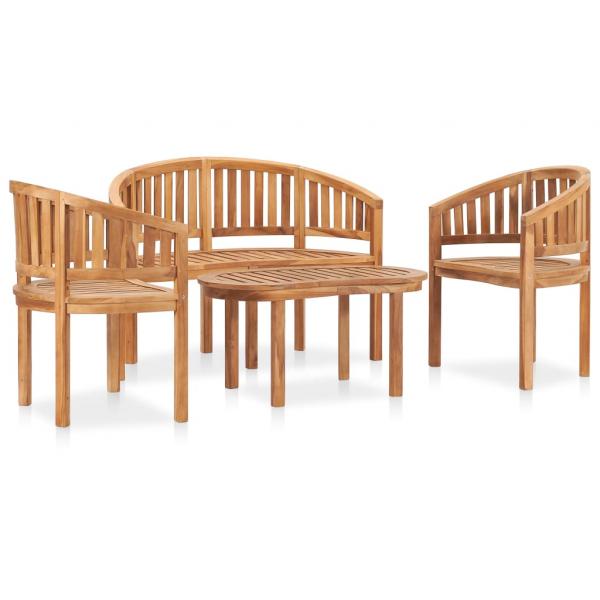 4-tlg. Garten-Lounge-Set Massivholz Teak