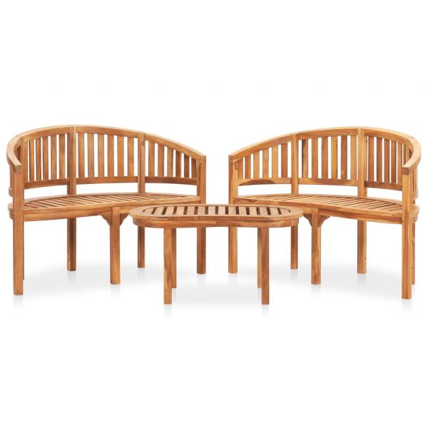 ARDEBO.de - 3-tlg. Garten-Lounge-Set Massivholz Teak