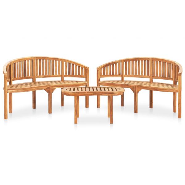 ARDEBO.de - 3-tlg. Garten-Lounge-Set Massivholz Teak