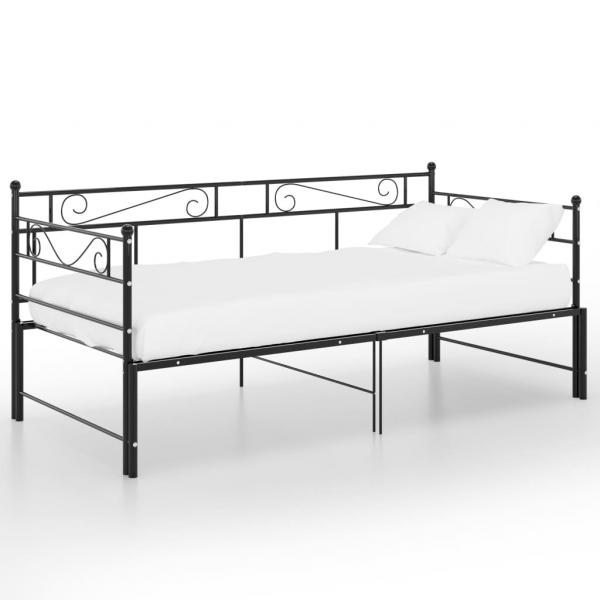 Tagesbett Ausziehbar Schwarz Metall 90x200 cm